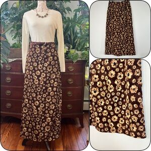 Vintage Wrapper Dead stock Brown Floral Maxi Skirt Y2K